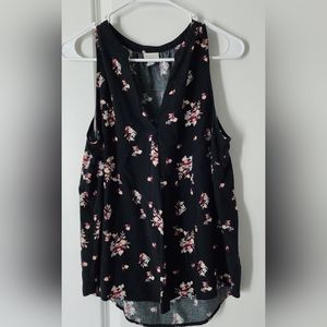 A New Day Size Large Floral Print Black Shell